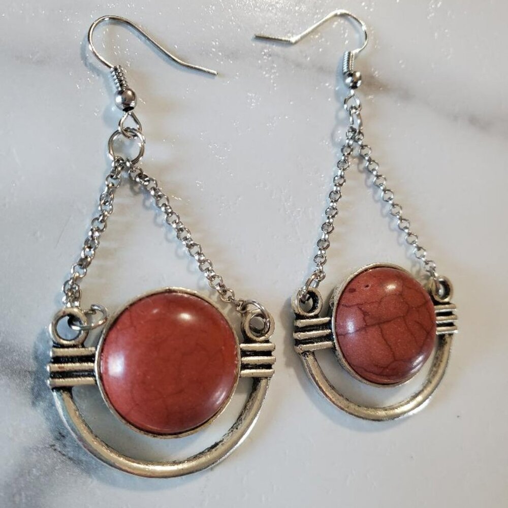 Silver Tone & Round Stone Earrings 💥3 for $12💥